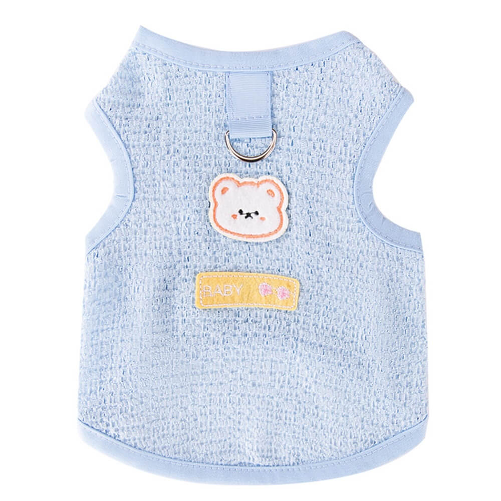 Veste à deux pattes avec patch ourson pour animaux respirante