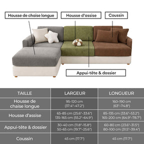 Housse de canapé d'angle extensible velours côtelé anti-rayures housse de canapé 3 places