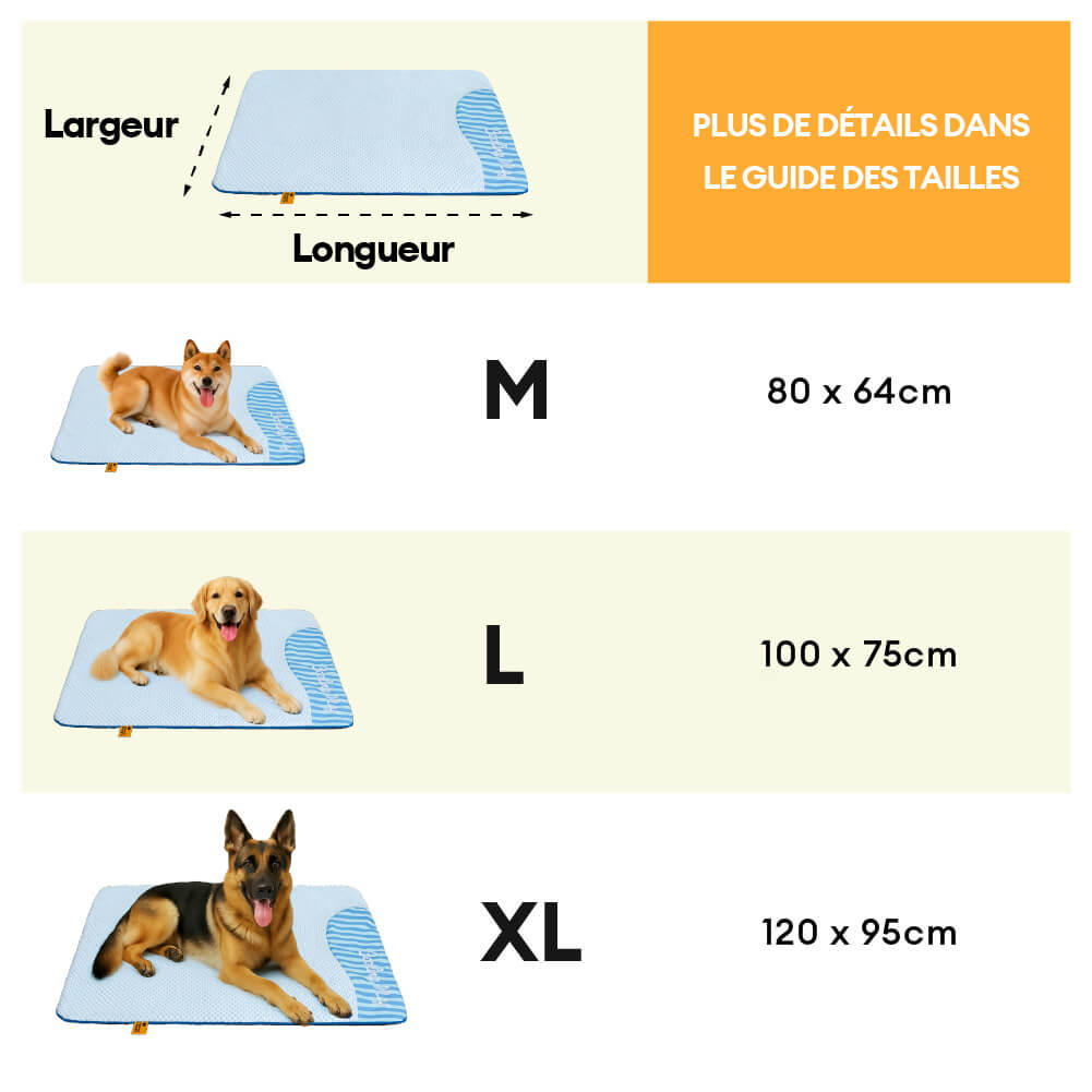 Tapis pour chien grande taille lavable rafraîchissant et antidérapant - Sieste rafraîchissante