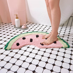 Tapis de Bain Décoratif Antidérapant Lavable en Forme de Pastèque Multi-Usages