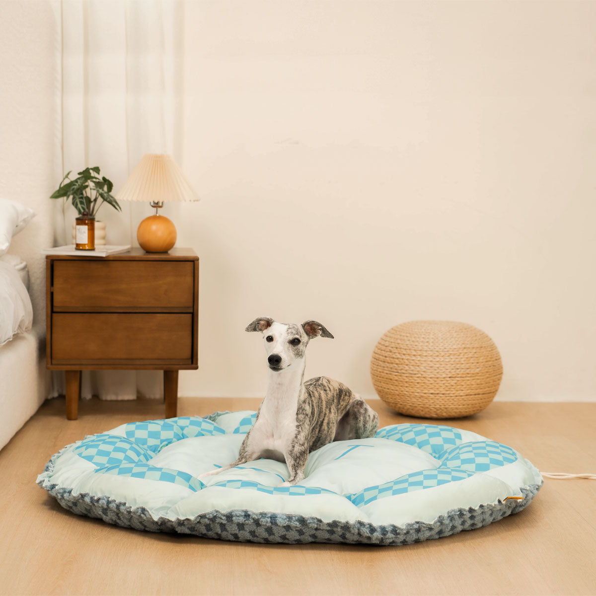 Matelas rond réversible pour chien à double face avec fonction refroidissante