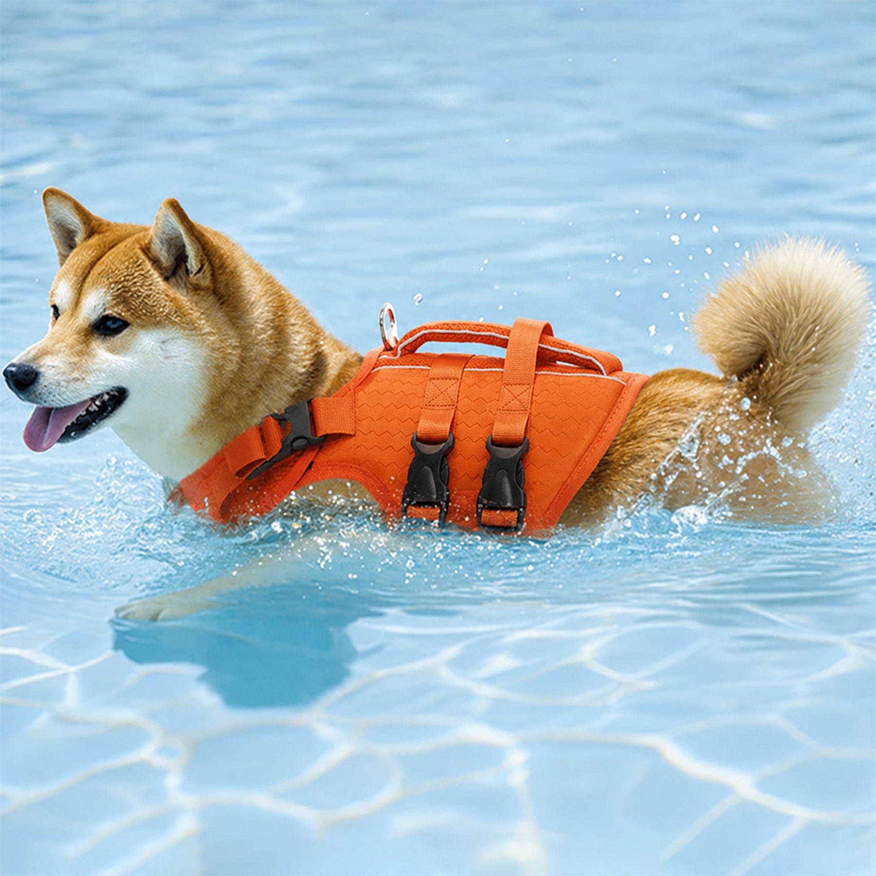 Gilet de sauvetage pour chiens ajustable avec bandes réfléchissantes pour chiens de taille moyenne et grande