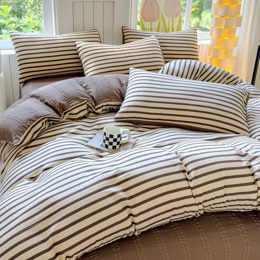 Parure de lit en duvet à rayures au style moderne et confortable