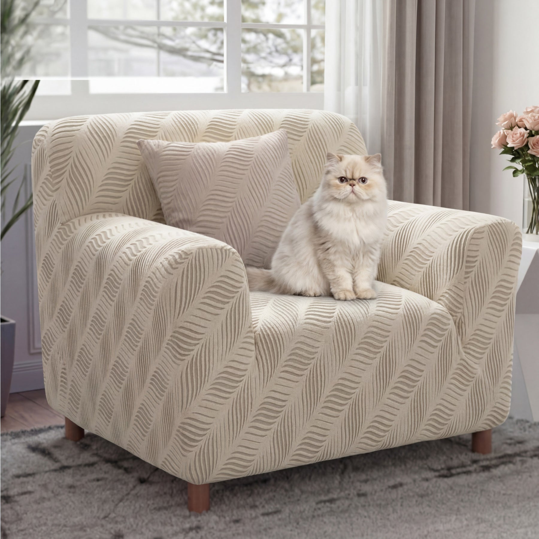 Housse de fauteuil, canapé extensible en jacquard polaire épais anti-rayures