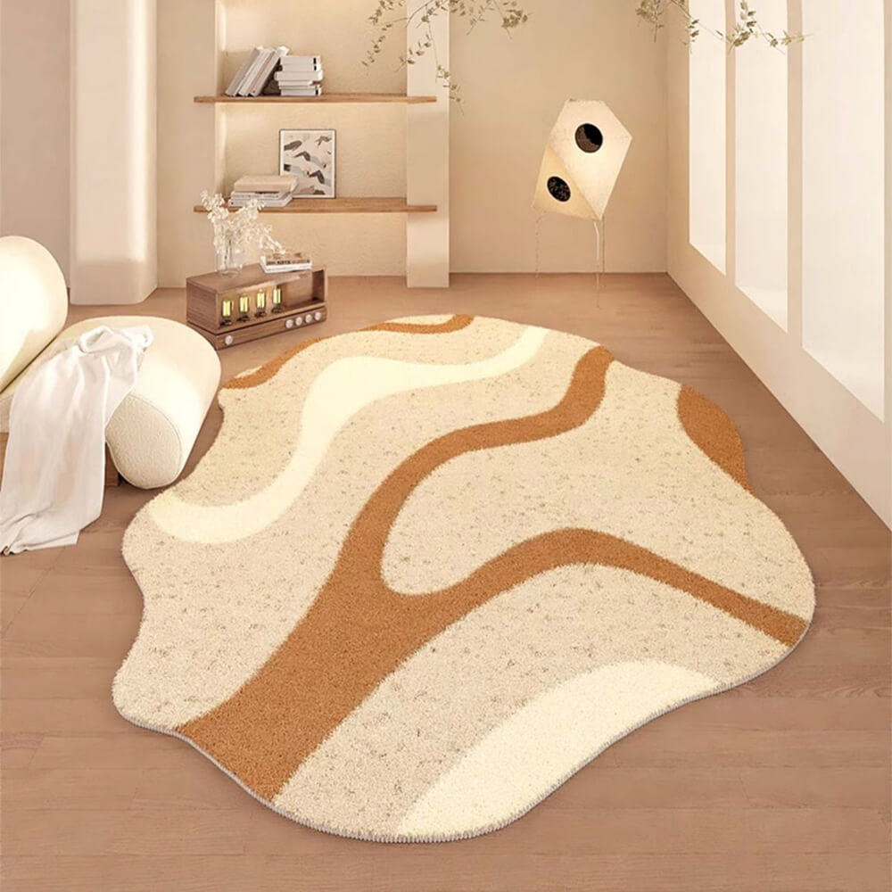 Tapis d'intérieur en fausse fourrure de forme irrégulière et doux