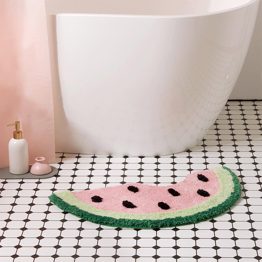 Tapis de Bain Décoratif Antidérapant Lavable en Forme de Pastèque Multi-Usages