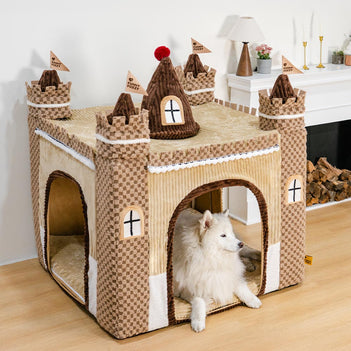 Lit tente orthopédique douillet pour chien style château de jeu intérieur pour enfants - Fairytale Dreamland