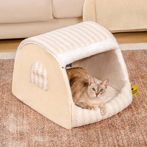 Maison de chat rayée et confortable - Retraite douillette