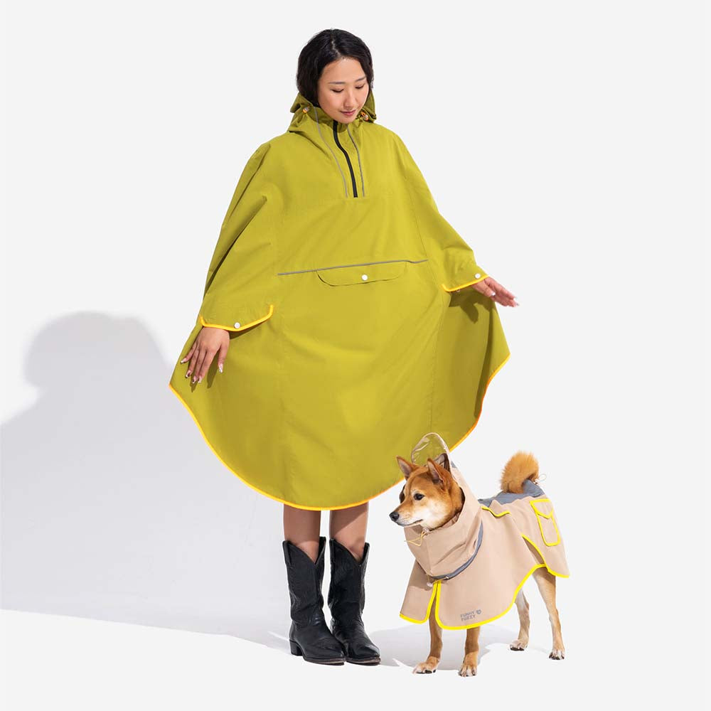 Imperméable réfléchissant réglable avec poche pour chien et maître - Restez au sec