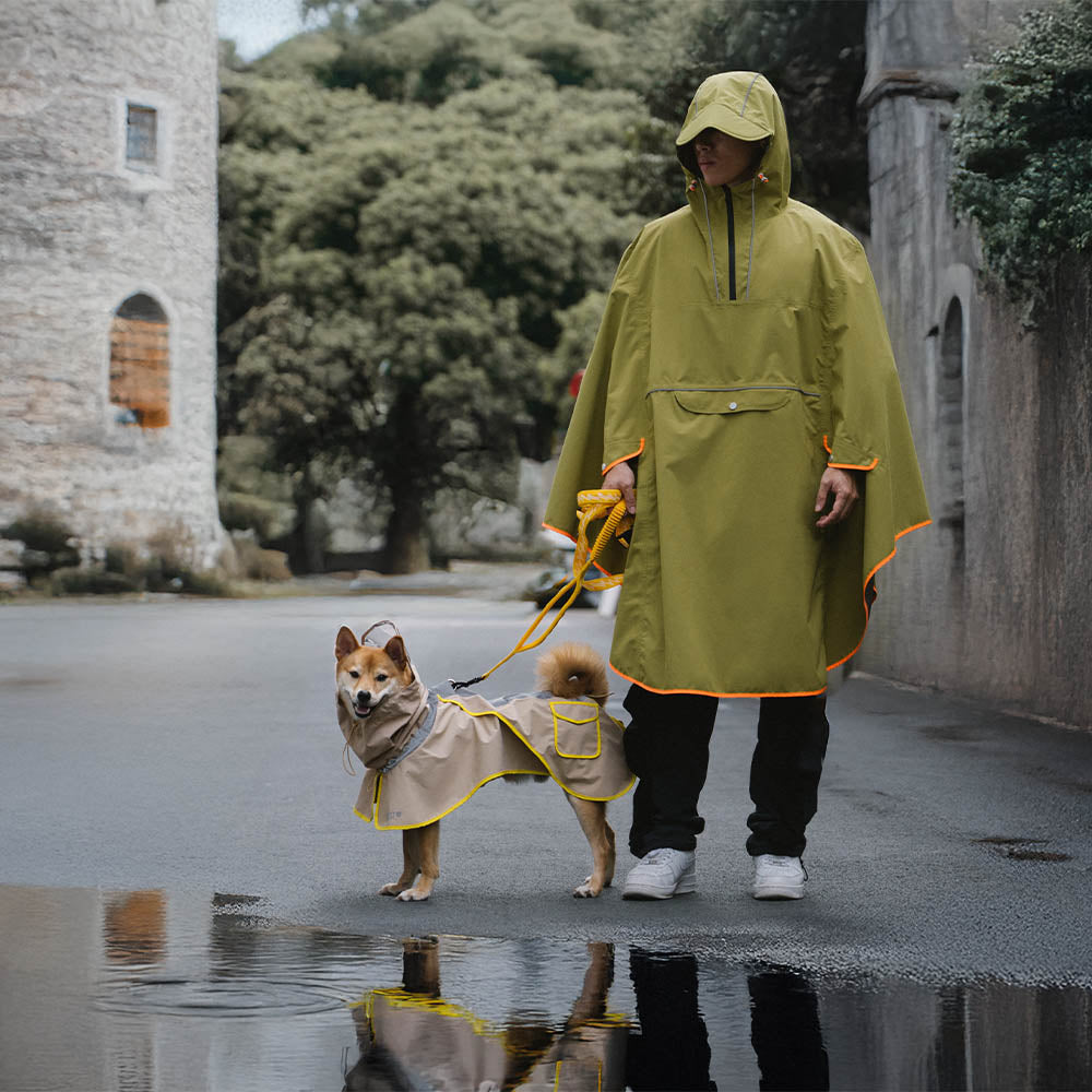 Imperméable réfléchissant réglable avec poche pour chien et maître - Restez au sec