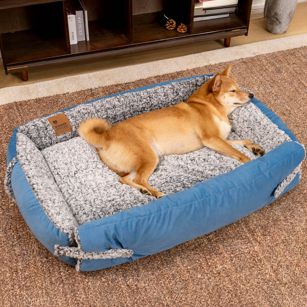 Grand lit confortable pour chien avec couverture pliable