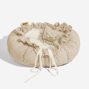 Matelas rond pour chat à cordon lavable et multifonctionnel - Floral Night Napper