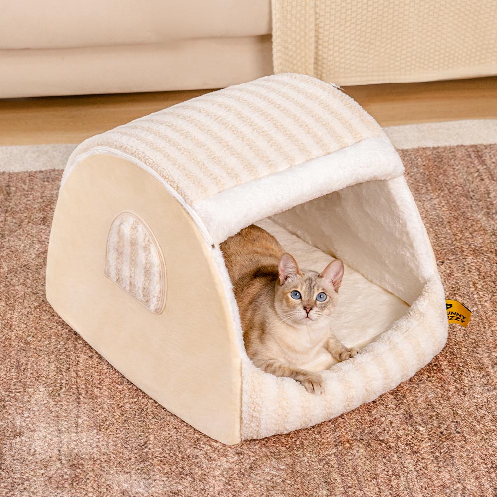 Maison de chat rayée et confortable - Retraite douillette