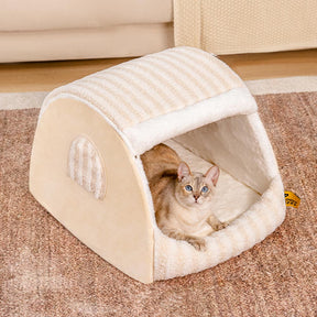 Maison de chat rayée et confortable - Retraite douillette