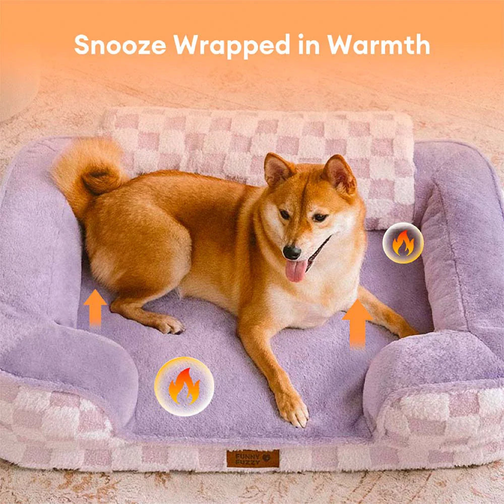 Lit orthopédique pour chien en peluche à motifs checkered – CloudNooki