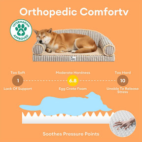 Sofa lit orthopédique lavable pour chien et chat Fluffy Stripe - Latte Nooki