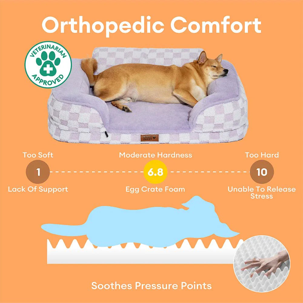Lit orthopédique pour chien en peluche à motifs checkered – CloudNooki