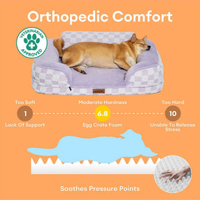Lit orthopédique pour chien en peluche à motifs checkered – CloudNooki