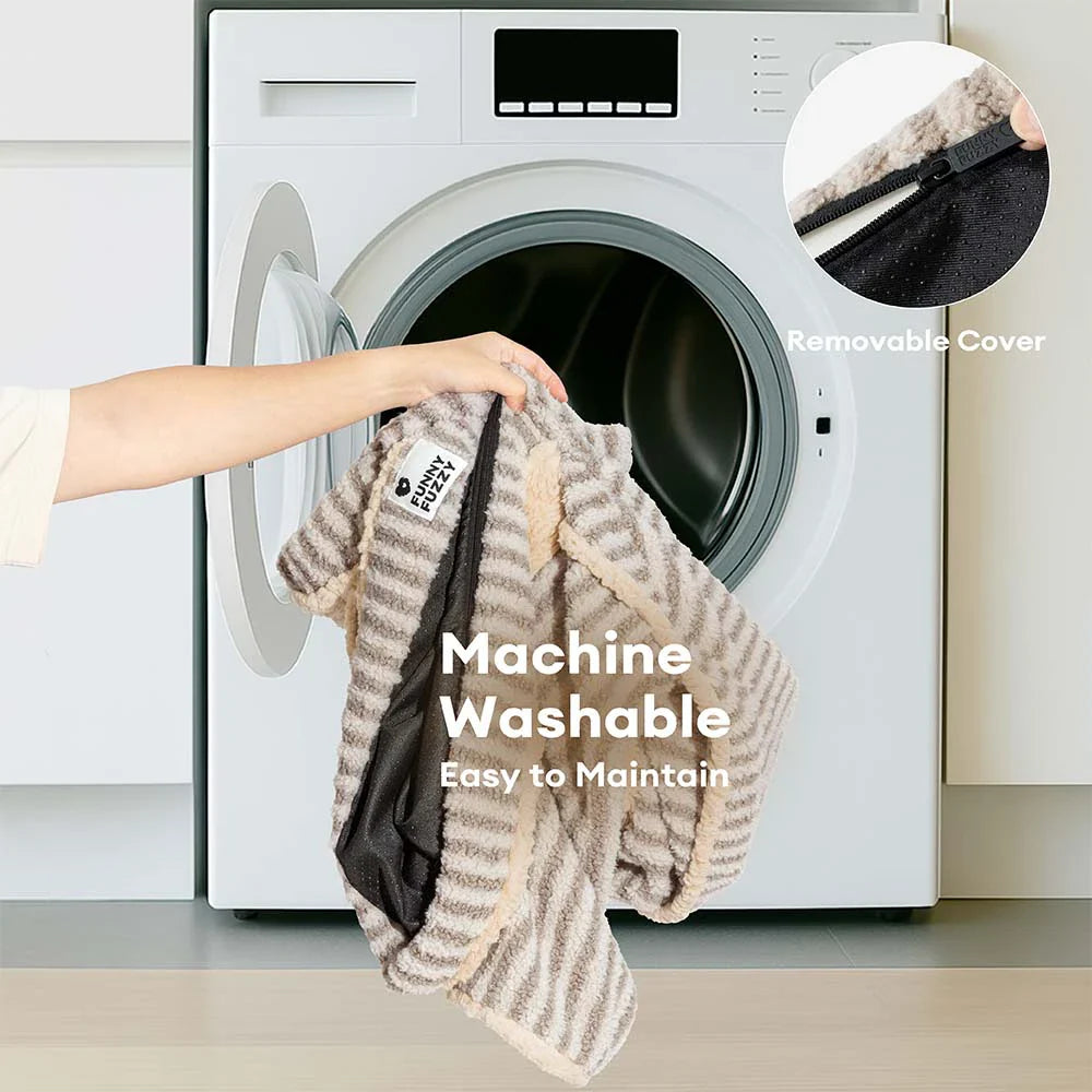 Sofa lit orthopédique lavable pour chien et chat Fluffy Stripe - Latte Nooki