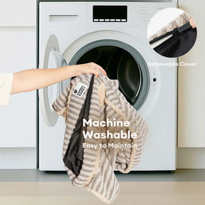 Sofa lit orthopédique lavable pour chien et chat Fluffy Stripe - Latte Nooki