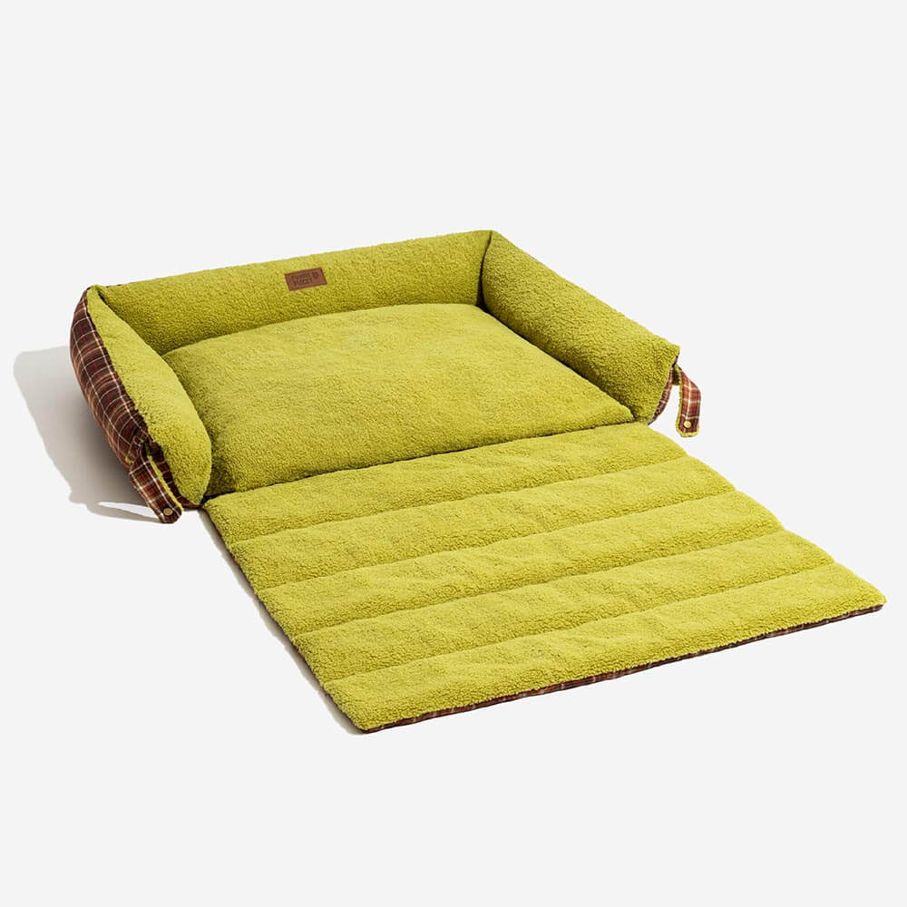 Grand lit pliable lavable pour chien en tartan vintage - Avocuddle