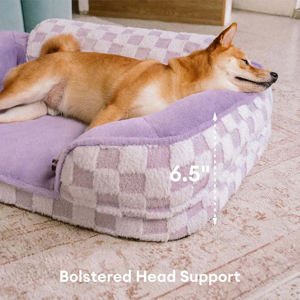 Lit orthopédique pour chien en peluche à motifs checkered – CloudNooki