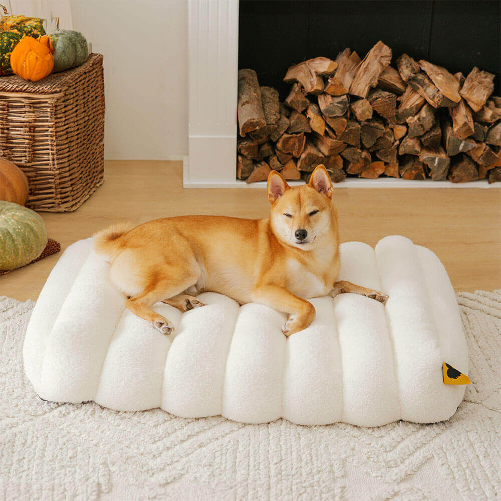 Grand Coussin Plat Lavable Crème Confortable pour Chien - Cheesecake