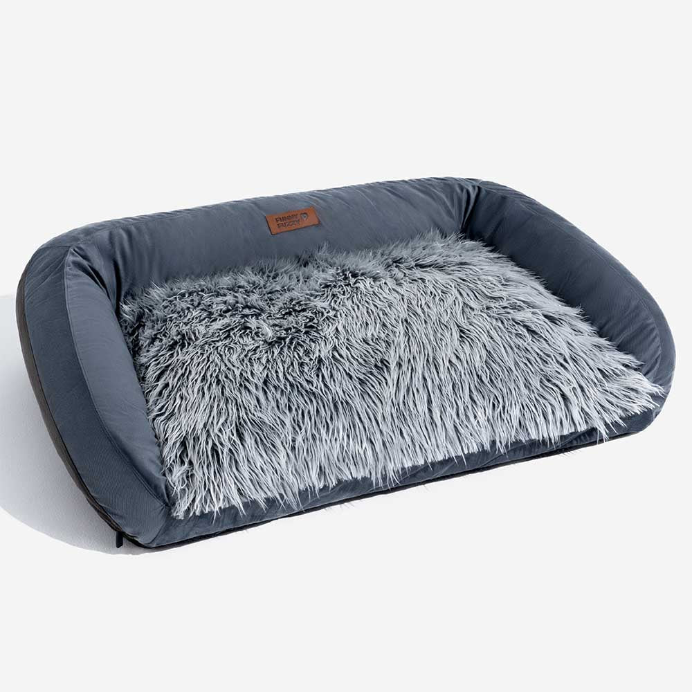 Grand canapé-lit lavable moelleux pour chien en denim