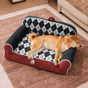 Canapé Orthopédique en Sherpa matelassé en Diamant pour Chien & Chat - Cèdre Cocoa