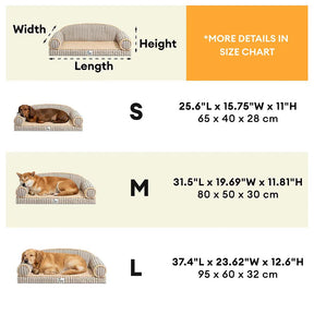Sofa lit orthopédique lavable pour chien et chat Fluffy Stripe - Latte Nooki