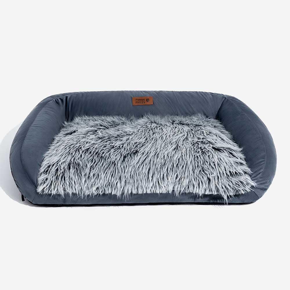 Grand canapé-lit lavable moelleux pour chien en denim