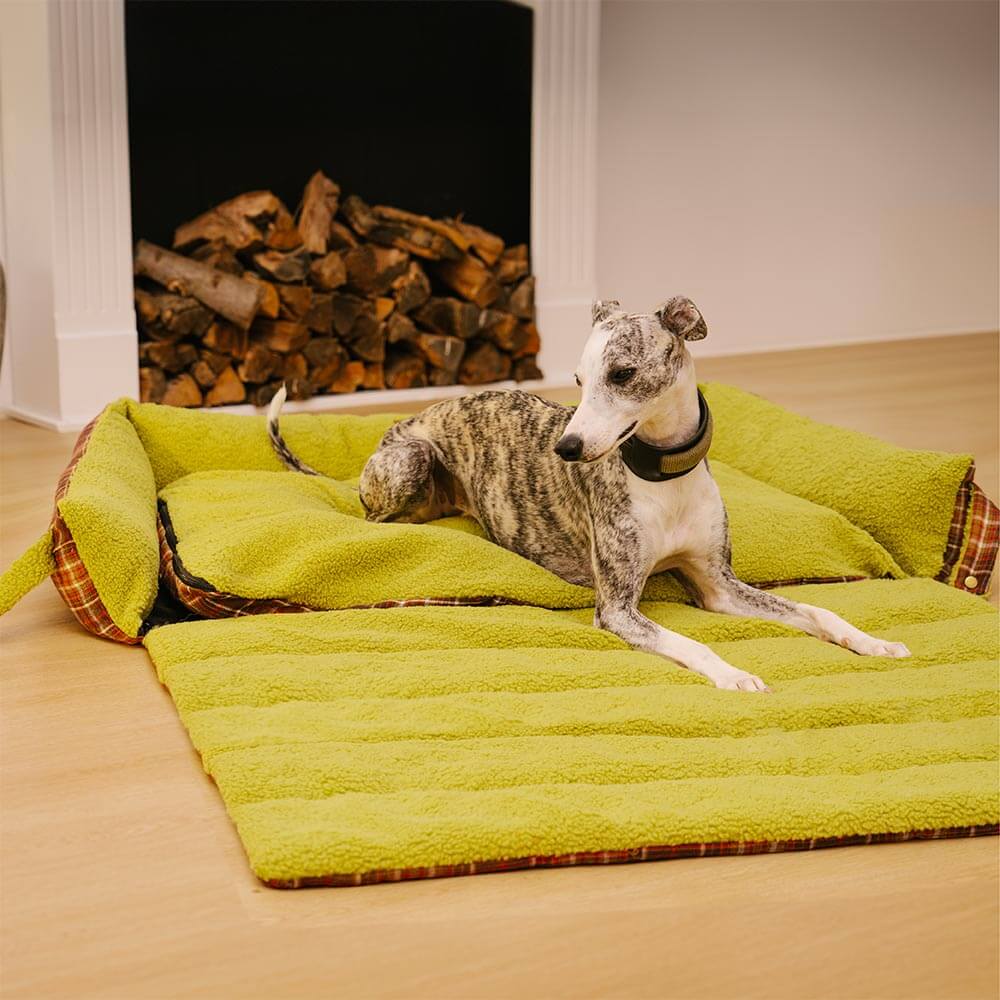 Grand lit pliable lavable pour chien en tartan vintage - Avocuddle