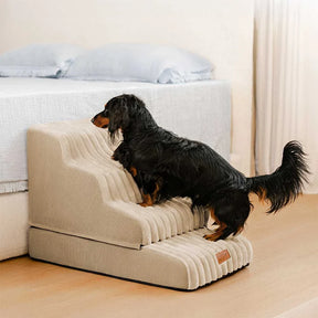 Escalier et lit pour animaux détachables en peluche moelleuse 2 en 1 - CreamyRamp
