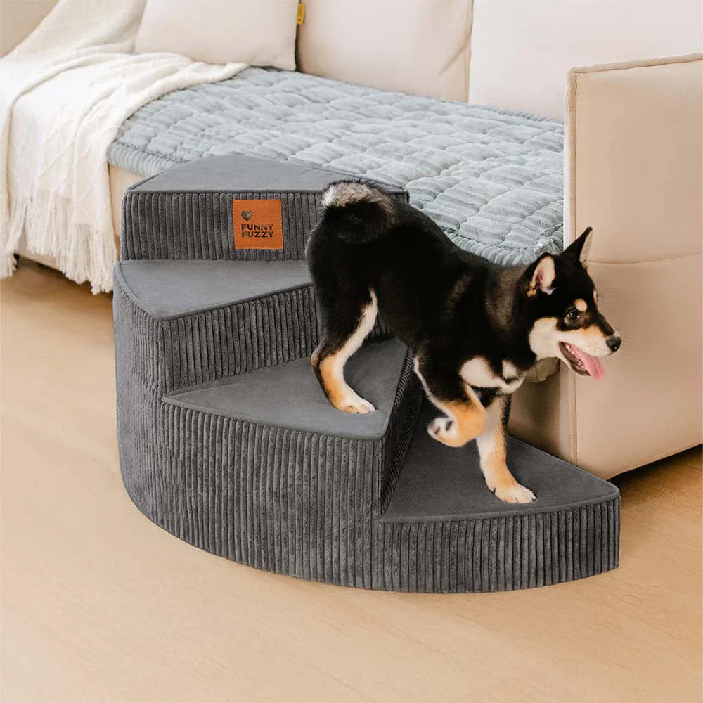 Escalier pour animaux en spirale amovible en velours côtelé confortable et amical pour les articulations - CreamyStep