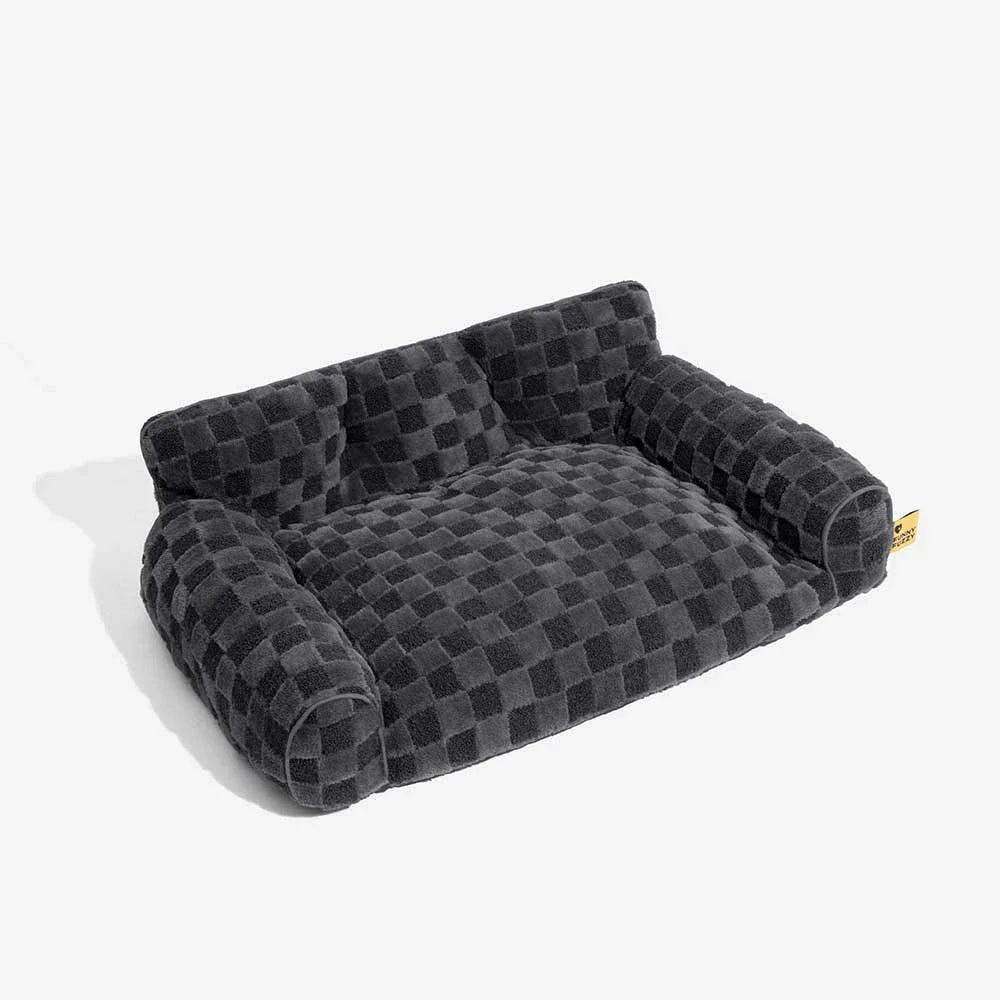 Lit orthopédique amovible en peluche à carreaux pour chien – CozyNest