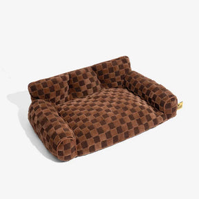 Lit orthopédique amovible en peluche à carreaux pour chien – CozyNest
