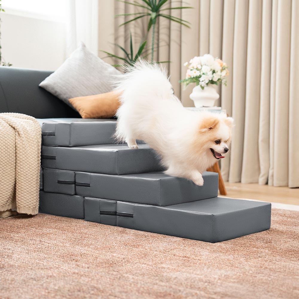 Escaliers pour animaux modulables à plusieurs niveaux en cuir PU imperméable et lavable
