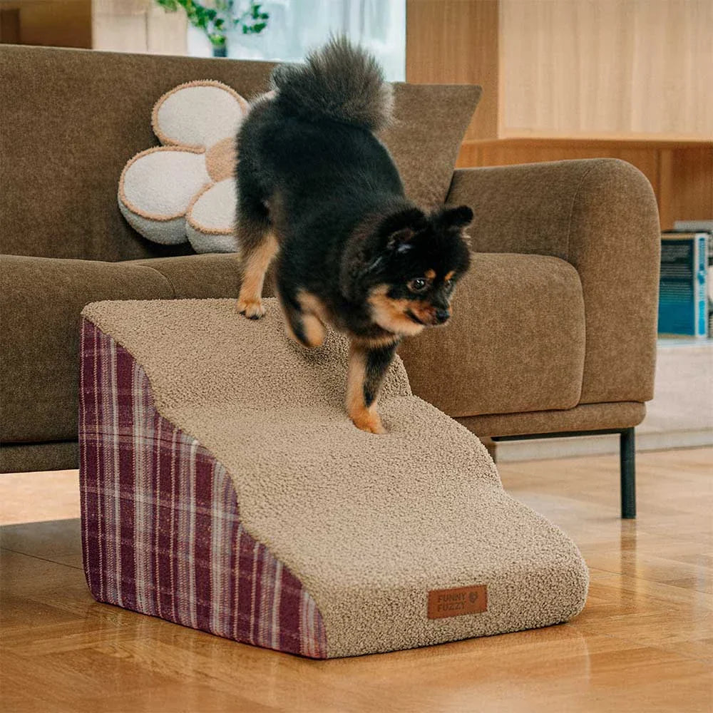 Rampe pour animaux en peluche à carreaux mousse haute densité amovible - ComfyClimb