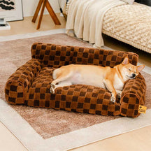 Lit orthopédique amovible en peluche à carreaux pour chien – CozyNest