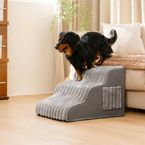Escalier et lit pour animaux détachables en peluche moelleuse 2 en 1 - CreamyRamp