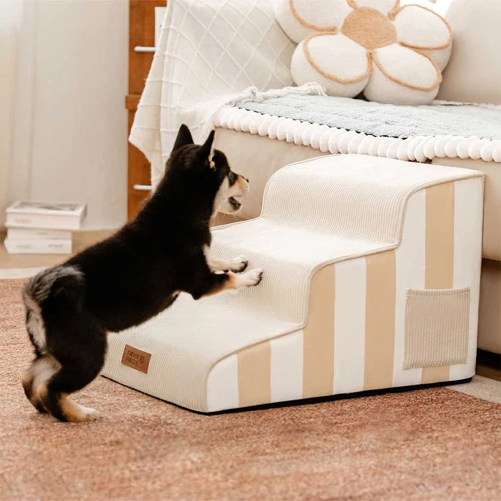 Escalier pour animaux antidérapant en éponge à rayures amovible - SafeStep