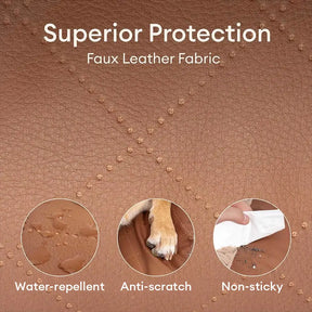 Lit orthopédique pour chien en peluche chaude et en simili cuir avec renfort entourant