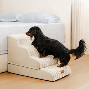 Escalier et lit pour animaux détachables en peluche moelleuse 2 en 1 - CreamyRamp