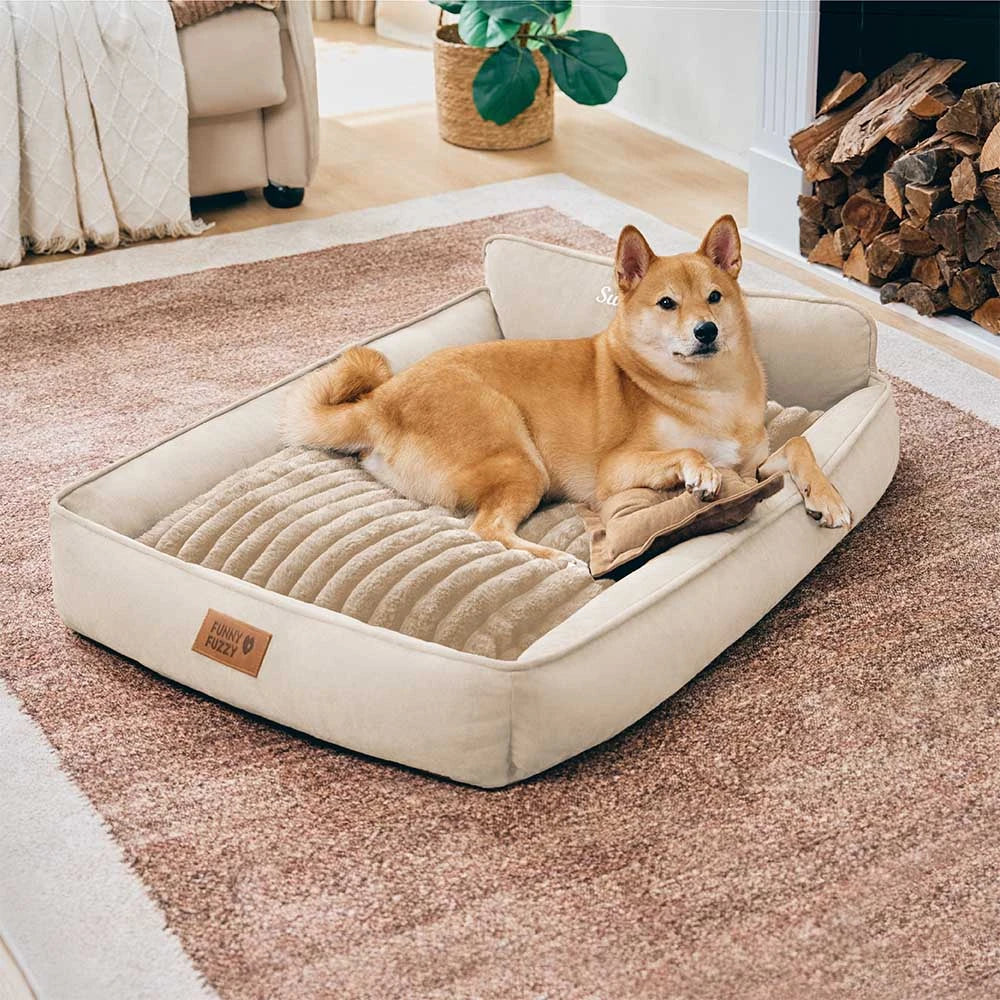 Lit pour chien en mousse rétro en suédine lavable double face avec coussin - SweetDream