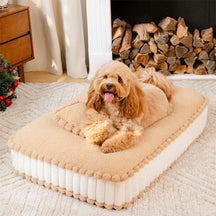 Lit apaisant pour chien en peluche moelleuse, inspiré du biscuit, avec oreiller – SweetNap