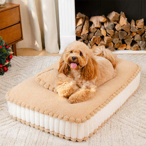 Lit apaisant pour chien en peluche moelleuse, inspiré du biscuit, avec oreiller – SweetNap