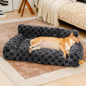 Lit orthopédique amovible en peluche à carreaux pour chien – CozyNest
