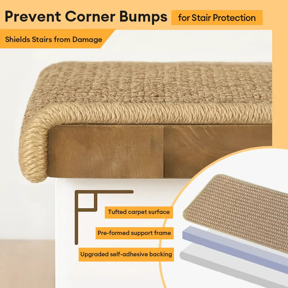 Bandes de protection pour escaliers en faux sisal, anti-rayures, lavables, sans tapis.