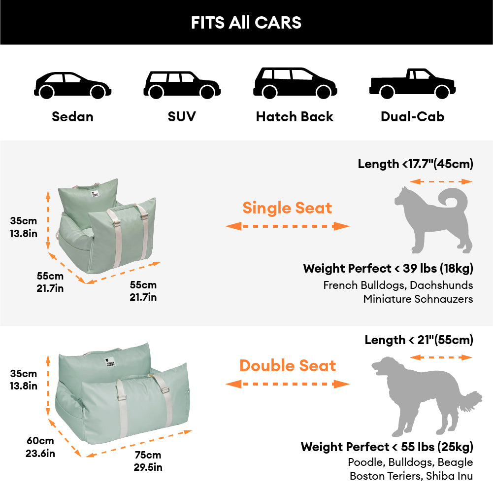 Siège auto pour chien imperméable ISOFIX avec système - Première classe
