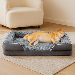 Lit orthopédique pour chien détachable déperlant avec soutien intégral